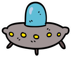 Cartoon Doodle Alien Spaceship Sticker