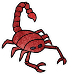 Cartoon Doodle Red Scorpion Sticker