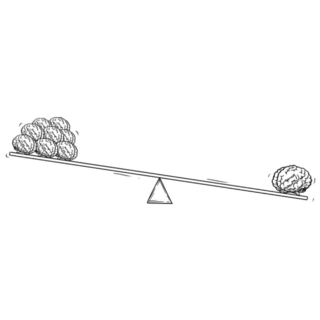 Cartoon Drawing Human Brain On Balance Scale Sticker