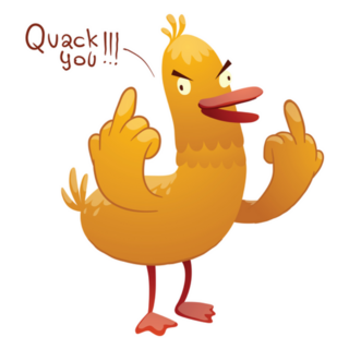 Cartoon Duck Quack You Middle Finger Sticker