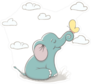 Cartoon Elephant and Butterfly Sticker