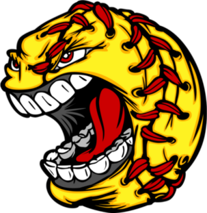 Cartoon Fast Pitch Softball With Screaming Face Sticker