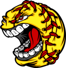Cartoon Fast Pitch Softball With Screaming Face Sticker