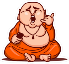 Cartoon Fat Buddha Sitting And Laughing Sticker