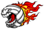 Cartoon Flaming Volleyball Ball With Angry Face Sticker