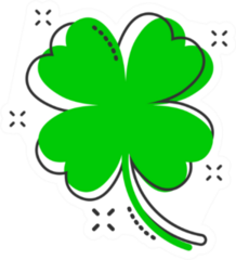 Cartoon Four Leaf Clover Icon Sticker