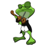 Cartoon Frog Playing Violin Sticker