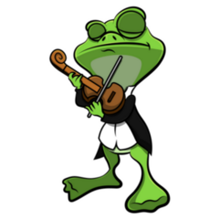 Cartoon Frog Playing Violin Sticker