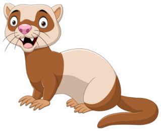 Cartoon Funny Ferret Big Eyes Sticker