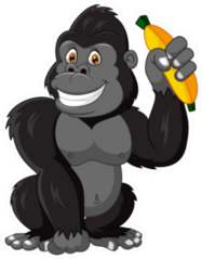 Cartoon Funny Gorilla Holding Banana Sticker