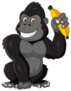 Cartoon Funny Gorilla Holding Banana Sticker