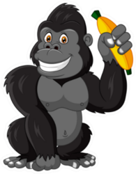 Cartoon Funny Gorilla Holding Banana Sticker