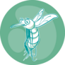 Cartoon Funny Mosquito On Green Sticker