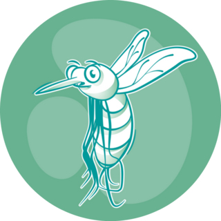 Cartoon Funny Mosquito On Green Sticker