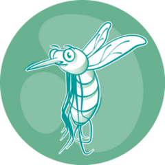 Cartoon Funny Mosquito On Green Sticker