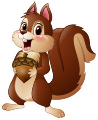 Cartoon Funny Squirrel Holding Pine Cone Sticker
