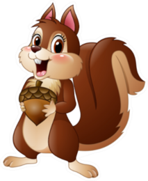 Cartoon Funny Squirrel Holding Pine Cone Sticker