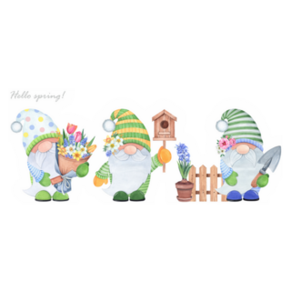 Cartoon Garden Gnomes Hello Spring Sticker