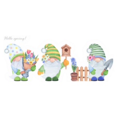 Cartoon Garden Gnomes Hello Spring Sticker