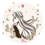 Cartoon Girl Pisces Majestic Illustration Sticker