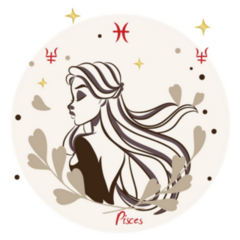Cartoon Girl Pisces Majestic Illustration Sticker