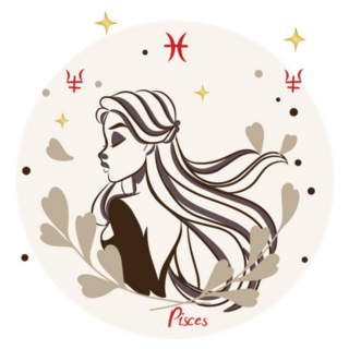 Cartoon Girl Pisces Majestic Illustration Sticker