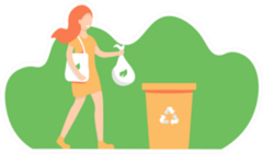 Cartoon Girl Recycling Sticker