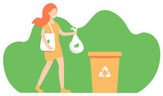 Cartoon Girl Recycling Sticker