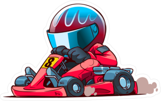 Cartoon Go Kart Racer Sticker