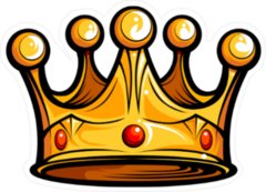 Cartoon Golden Crown with Red Gems Sticker