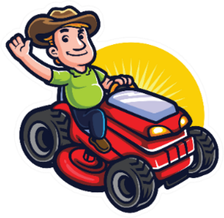 Cartoon Great Lawn landscaper Mascot Logo Sticker