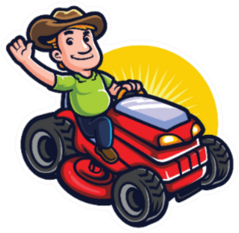 Cartoon Great Lawn landscaper Mascot Logo Sticker