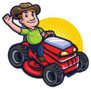 Cartoon Great Lawn landscaper Mascot Logo Sticker