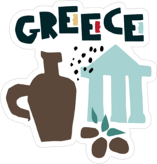 Cartoon Greece Symbols Sticker
