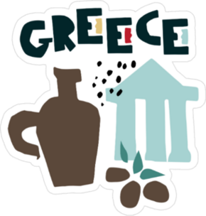 Cartoon Greece Symbols Sticker