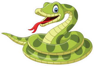 Cartoon Green Snake On White Sticker