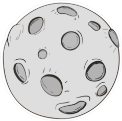 Cartoon Grey Moon Sticker