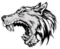 Cartoon Growling Grey Wolf Head Sticker