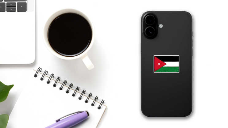 Cartoon, Hand Drawing Of Jordan Flag Sticker on a Phone (New) example