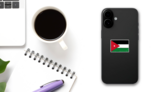 Cartoon, Hand Drawing Of Jordan Flag Sticker on a Phone (New) example