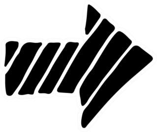 Cartoon Hand Drawn Arrow With Stripes Sticker