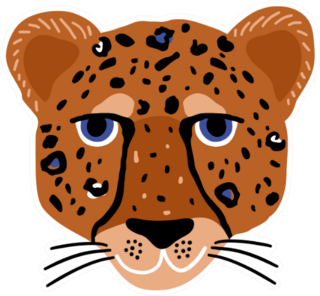 Cartoon Hand Drawn Cheetah Head Sticker
