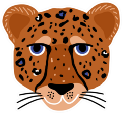 Cartoon Hand Drawn Cheetah Head Sticker