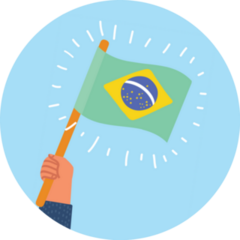 Cartoon Hand Holding Up Brazil Flag Sticker