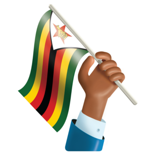Cartoon Hand Waving Zimbabwe Flag Sticker