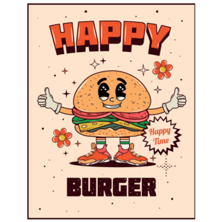 Cartoon Happy Burger Sticker