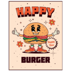 Cartoon Happy Burger Sticker