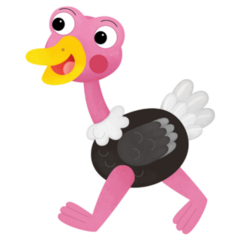 Cartoon Happy Ostrich Pink Sticker