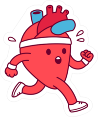 Cartoon Healthy Heart Running Sticker