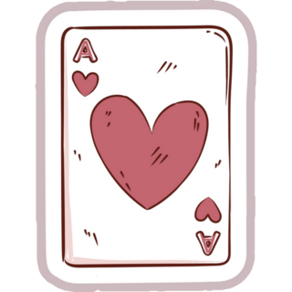 Cartoon Heart Playing Card Sticker